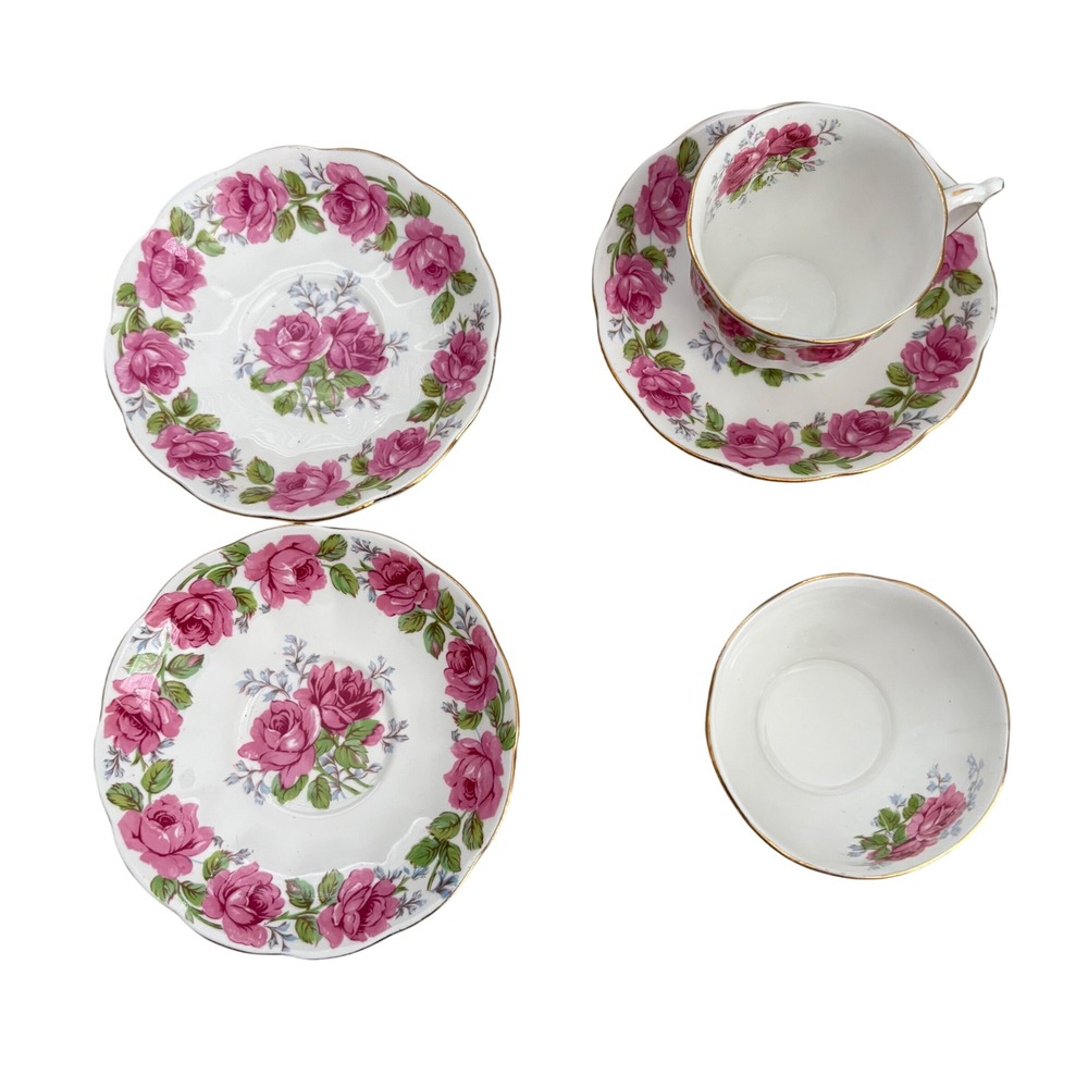 Queen Anne Bell China Lady Alexander Rose Teacup Saucer Bowl Set 5pc England